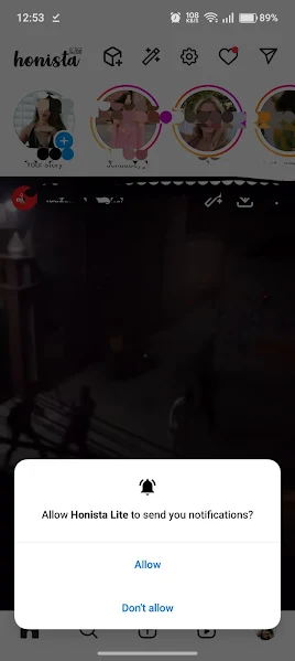 Honista Lite running on Android